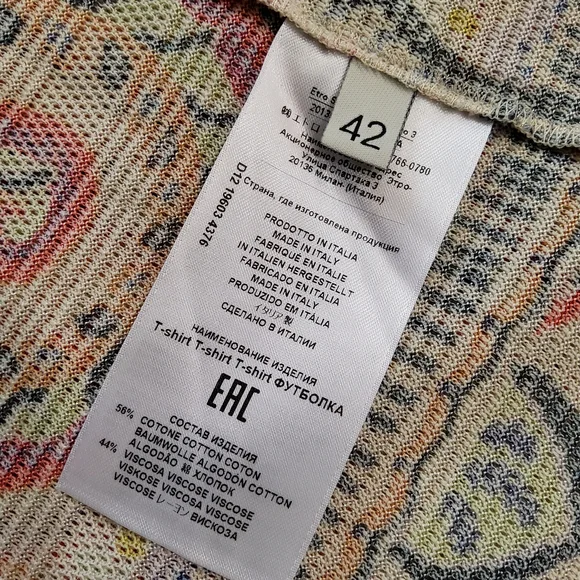 ETRO Jersey Paisley Print T-Shirt Size 42 - Picture 5 of 10